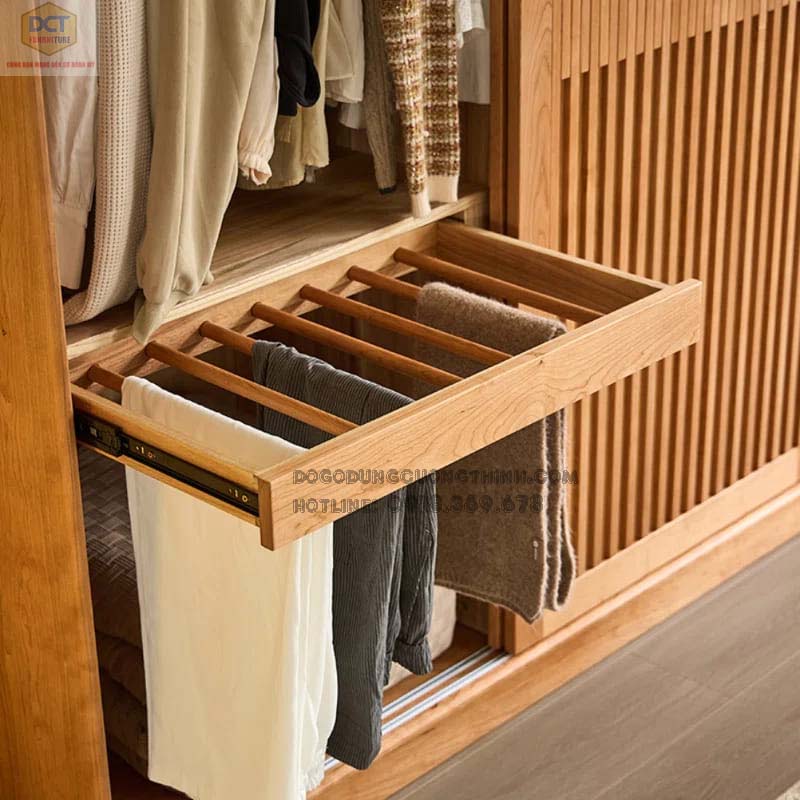 Tủ áo gỗ sồi cánh trượt TA43 hiện đại giá tốt